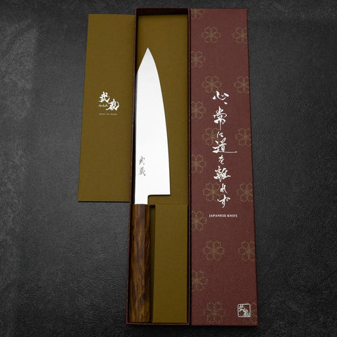 Kiritsuke VG-10 Damascus Yellow Birch Handle 210mm (8.3”)-[Musashi]-[Japanese-Kitchen-Knives]