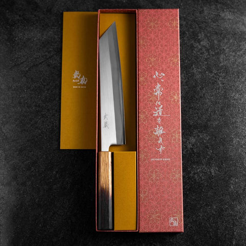 Kiritsuke White Steel #1 Polished Yaki Urushi Handle 240mm (9.4”)-[Musashi]-[Japanese-Kitchen-Knives]