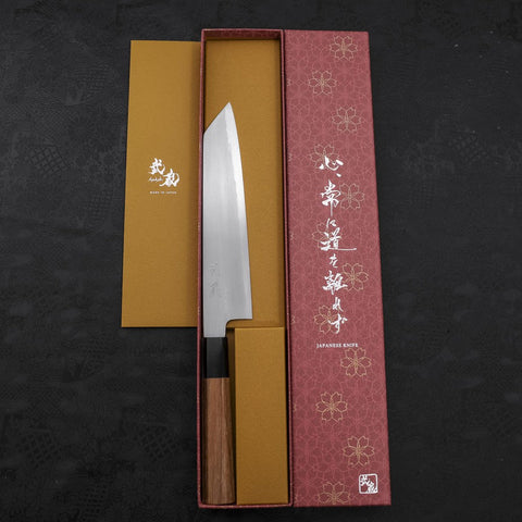 Kiritsuke White Steel #2 Kasumi Buffalo Teak Handle 210mm (8.3”)-[Musashi]-[Japanese-Kitchen-Knives]