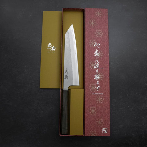 Kiritsuke White Steel #2 Nashiji Ashwood Handle 210mm (8.3”)-[Musashi]-[Japanese-Kitchen-Knives]