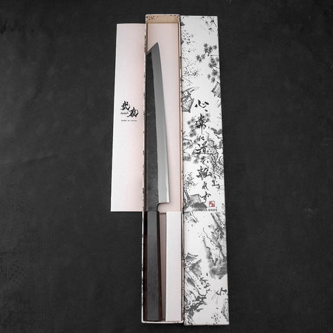 Kiritsuke Yanagiba Blue Steel #2 Kurouchi Buffalo Wenge Handle 270mm (10.6”)-[Musashi]-[Japanese-Kitchen-Knives]