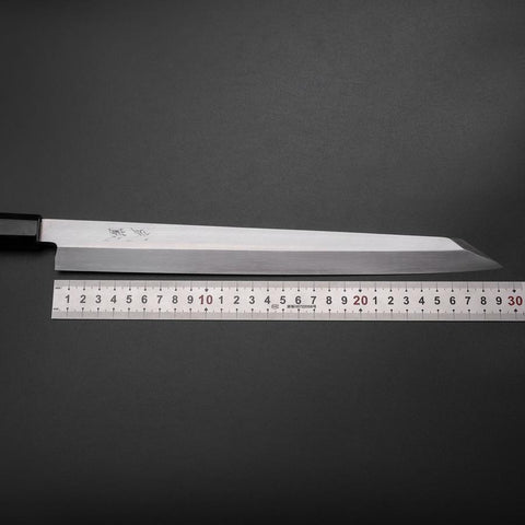 Kiritsuke Yanagiba Silver Steel #3 Kasumi Buffalo Ebony Handle 300mm (11.8”)-[Musashi]-[Japanese-Kitchen-Knives]
