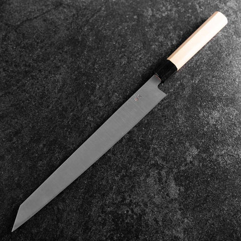 Kiritsuke Yanagiba Silver Steel #3 Kasumi Buffalo Magnolia Handle 300mm (11.8”)-[Musashi]-[Japanese-Kitchen-Knives]