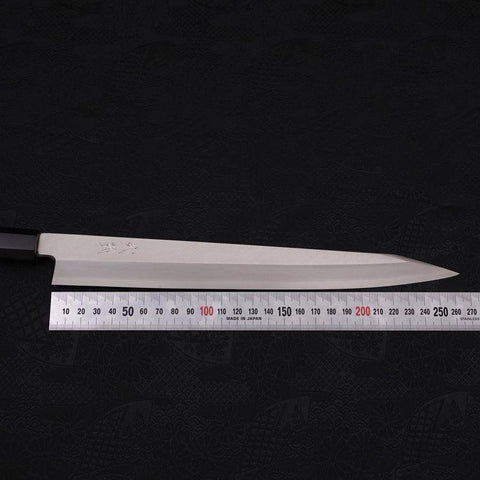 Kiritsuke Yanagiba Silver Steel #3 Polished Buffalo Ebony Handle 270mm (10.6”)-[Musashi]-[Japanese-Kitchen-Knives]