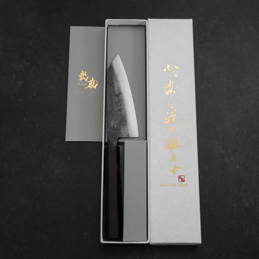 Kobunka Blue Steel #2 Kurouchi Ebony Handle 120mm (4.7”)-[Musashi]-[Japanese-Kitchen-Knives]