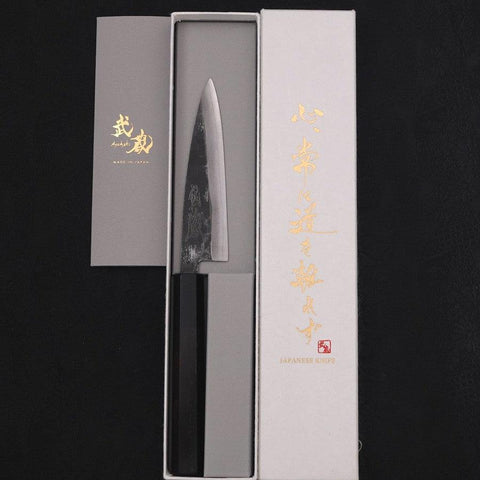 Koyanagi Blue Super Kurouchi Buffalo Ebony Handle 120mm (4.7”)-[Musashi]-[Japanese-Kitchen-Knives]