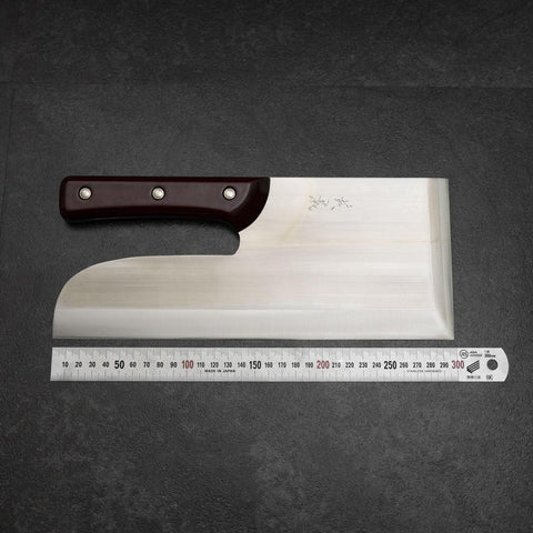 Menkiri (Noodle Knife) Blue Steel #2 Polished Red Urushi Handle 300mm (11.8”)-[Musashi]-[Japanese-Kitchen-Knives]