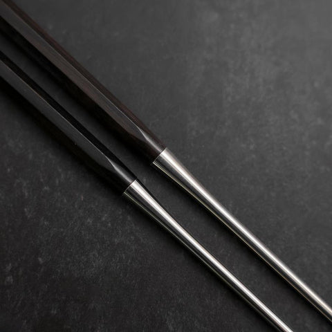 Moribashi Chopsticks Stainless Ebony Handle 180mm with Ebony Sheath and Storage Pouch (7”)-[Musashi]-[Japanese-Kitchen-Knives]