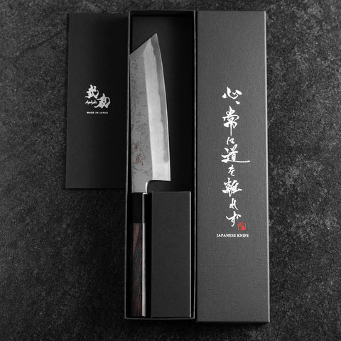 Mukimono Blue Steel #2 Suminagashi Buffalo Ebony Handle 170mm (6.7”)-[Musashi]-[Japanese-Kitchen-Knives]