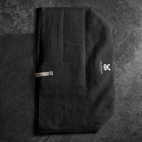 Musashi Japanese Style Kitchen Knife Roll Navy Golden Dragon 2 Pockets Handmade-[Musashi]-[Japanese-Kitchen-Knives]