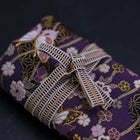 Musashi Japanese Style Kitchen Knife Roll Purple-Gold Butterfly&Sakura 4 Pockets Handmade-[Musashi]-[Japanese-Kitchen-Knives]