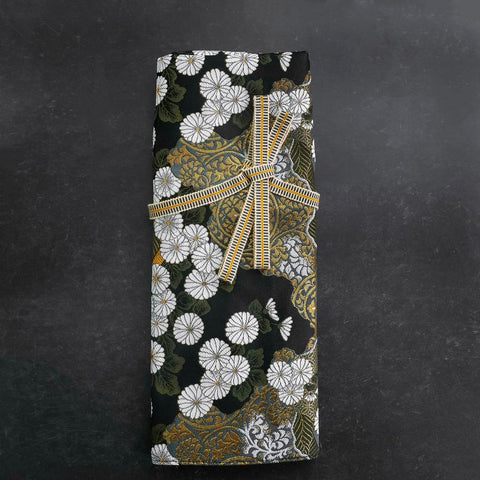 Musashi Japanese Style Kitchen Knife Roll Yamagata Kikkamon Black 4 Pockets Handmade-[Musashi]-[Japanese-Kitchen-Knives]