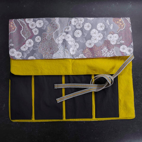 Musashi Japanese Style Kitchen Knife Roll Yamagata Kikkamon Fuji 4 Pockets Handmade-[Musashi]-[Japanese-Kitchen-Knives]