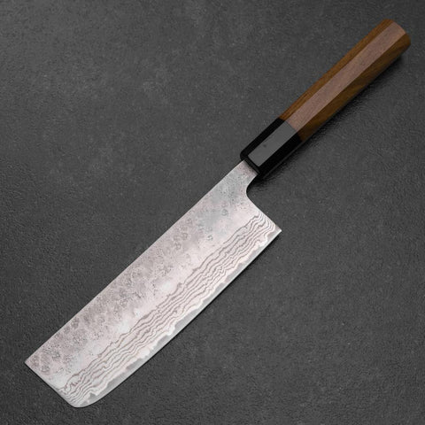 Nakiri 440C Nashiji Damascus Buffalo Bubinga Handle 165mm (6.5”)-[Musashi]-[Japanese-Kitchen-Knives]
