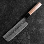 Nakiri 440C Nashiji Damascus Buffalo Walnut Handle 165mm (6.5”)-[Musashi]-[Japanese-Kitchen-Knives]