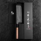 Nakiri 440C Nashiji Damascus Buffalo Walnut Handle 165mm (6.5”)-[Musashi]-[Japanese-Kitchen-Knives]