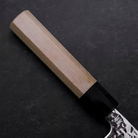 Nakiri AUS-10 Mirror Tsuchime Damascus Buffalo Magnolia Handle 165mm (6.5”)-[Musashi]-[Japanese-Kitchen-Knives]