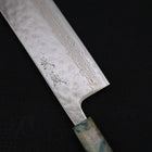 Nakiri AUS-10 Nashiji Damascus Ocean White Mix Handle 165mm (6.5”)-[Musashi]-[Japanese-Kitchen-Knives]