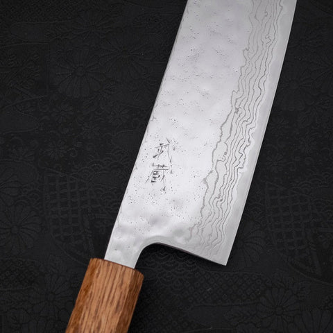 Nakiri AUS-10 Nashiji Damascus Yaki Urushi Handle 165mm (6.5”)-[Musashi]-[Japanese-Kitchen-Knives]