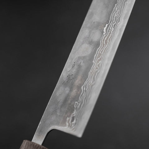 Nakiri AUS-10 Polished Nashiji Damascus Yaki Urushi Handle 165mm (6.5”)-[Musashi]-[Japanese-Kitchen-Knives]