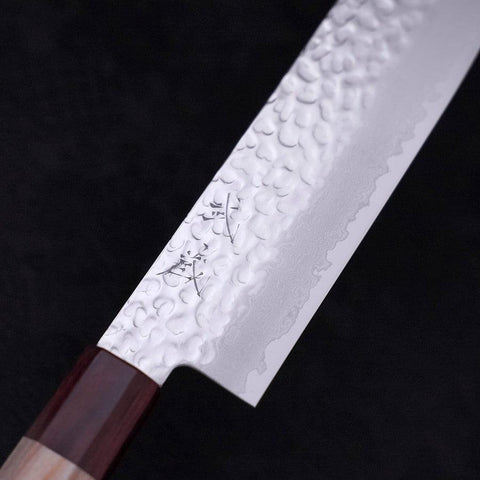 Nakiri AUS-10 Tsuchime Damascus Cherry Wood Handle 165mm (6.5”)-[Musashi]-[Japanese-Kitchen-Knives]