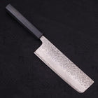 Nakiri AUS-10 Tsuchime Damascus Dark-Blue Urushi Handle 165mm (6.5”)-[Musashi]-[Japanese-Kitchen-Knives]