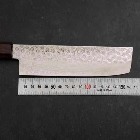 Nakiri AUS-10 Tsuchime Damascus Shitan Walnut Handle 165mm (6.5”)-[Musashi]-[Japanese-Kitchen-Knives]