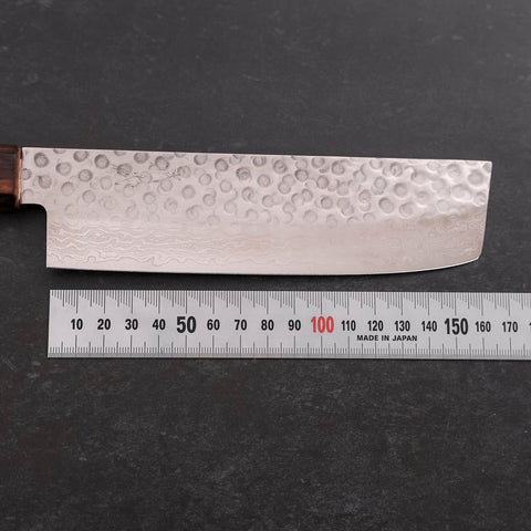 Nakiri AUS-10 Tsuchime Damascus Sumi Urushi Handle 165mm (6.5”)-[Musashi]-[Japanese-Kitchen-Knives]
