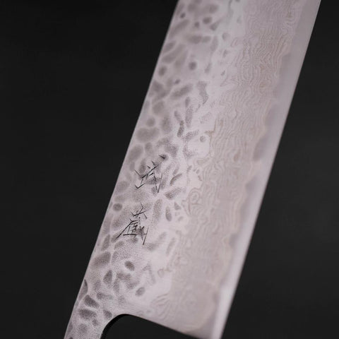 Nakiri AUS-10 Tsuchime Damascus Yaki Urushi Handle 165mm (6.5”)-[Musashi]-[Japanese-Kitchen-Knives]