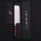 Nakiri AUS-10 Wave Damascus Western Red Handle 165mm (6.5”)-[Musashi]-[Japanese-Kitchen-Knives]