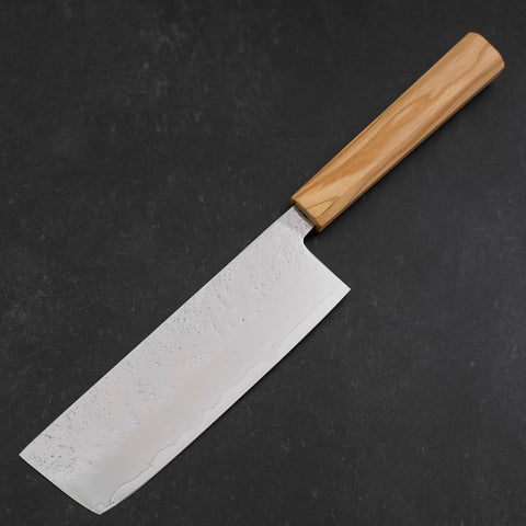 Nakiri AUS-8 Nashiji Olive Handle 165mm (6.5”)-[Musashi]-[Japanese-Kitchen-Knives]
