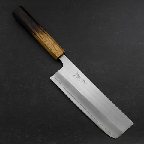 Nakiri AUS-8 Polished Yaki Urushi Handle 165mm (6.5”)-[Musashi]-[Japanese-Kitchen-Knives]