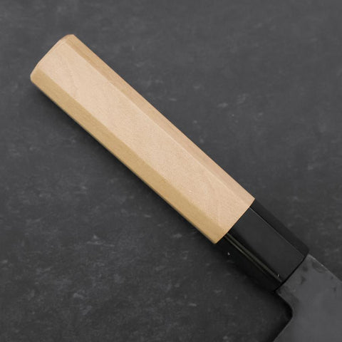 Nakiri Blue Steel #1 Stainless Clad Kurouchi Buffalo Magnolia Handle 165mm (6.5”)-[Musashi]-[Japanese-Kitchen-Knives]