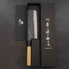 Nakiri Blue Steel #1 Stainless Clad Kurouchi Buffalo Magnolia Handle 165mm (6.5”)-[Musashi]-[Japanese-Kitchen-Knives]