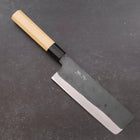 Nakiri Blue Steel #1 Stainless Clad Kurouchi Buffalo Magnolia Handle 165mm (6.5”)-[Musashi]-[Japanese-Kitchen-Knives]