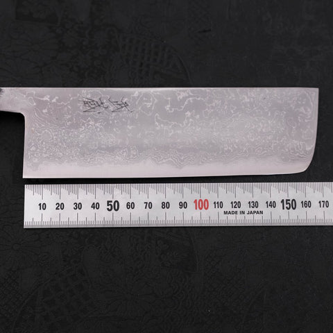 Nakiri Blue Steel #2 Damascus Buffalo Ebony Handle 165mm (6.5”)-[Musashi]-[Japanese-Kitchen-Knives]