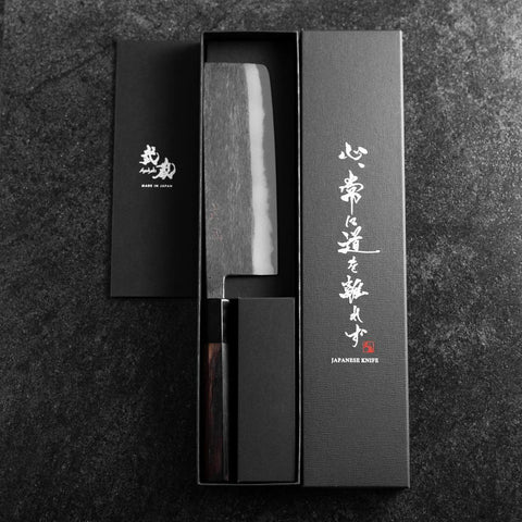Nakiri Blue Steel #2 Kurouchi Buffalo Ebony Handle 165mm (6.5”)-[Musashi]-[Japanese-Kitchen-Knives]