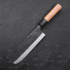 Nakiri Blue Steel #2 Kurouchi Buffalo Teak Handle 165mm (6.5”)-[Musashi]-[Japanese-Kitchen-Knives]