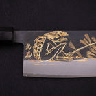 Nakiri Blue Steel #2 Kurouchi Chokin Kappa Fishing Focus Buffalo Ebony Handle 165mm (6.5”)-[Musashi]-[Japanese-Kitchen-Knives]
