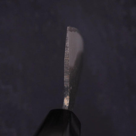 Nakiri Blue Steel #2 Kurouchi Chokin Kappa Fishing Focus Buffalo Ebony Handle 165mm (6.5”)-[Musashi]-[Japanese-Kitchen-Knives]