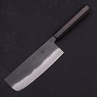 Nakiri Blue Steel #2 Kurouchi Chokin Kappa Fishing Slipping Buffalo Ebony Handle 165mm (6.5”)-[Musashi]-[Japanese-Kitchen-Knives]