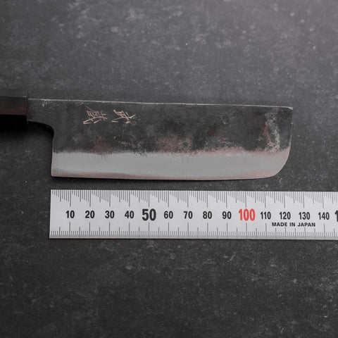 Nakiri Blue Steel #2 Kurouchi Ebony Handle 120mm (4.7”)-[Musashi]-[Japanese-Kitchen-Knives]