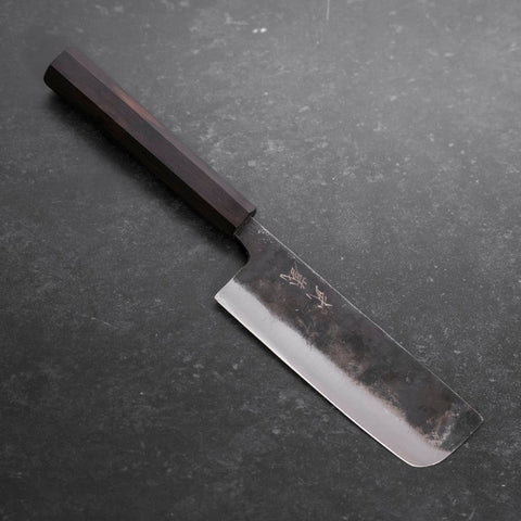 Nakiri Blue Steel #2 Kurouchi Ebony Handle 120mm (4.7”)-[Musashi]-[Japanese-Kitchen-Knives]