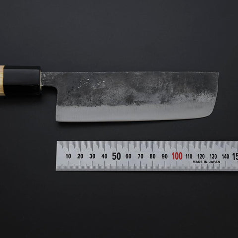 Nakiri Blue Steel #2 Kurouchi Hinoki Handle 135mm (5.3”)-[Musashi]-[Japanese-Kitchen-Knives]