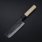Nakiri Blue Steel #2 Kurouchi Hinoki Handle 135mm (5.3”)-[Musashi]-[Japanese-Kitchen-Knives]