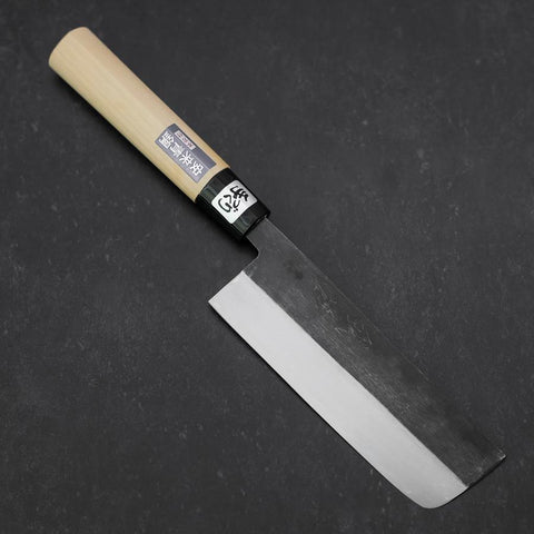 Nakiri Blue Steel #2 Kurouchi Magnolia Handle 165mm (6.5”)-[Musashi]-[Japanese-Kitchen-Knives]