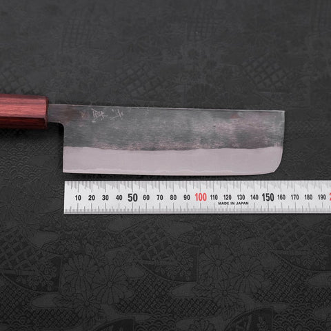 Nakiri Blue Steel #2 Kurouchi Purple Urushi Handle 165mm (6.5”)-[Musashi]-[Japanese-Kitchen-Knives]