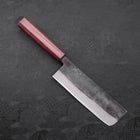 Nakiri Blue Steel #2 Kurouchi Purple Urushi Handle 165mm (6.5”)-[Musashi]-[Japanese-Kitchen-Knives]