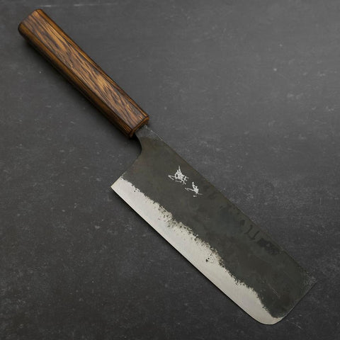 Nakiri Blue Steel #2 Kurouchi Sumi Urushi Handle 165mm (6.5”)-[Musashi]-[Japanese-Kitchen-Knives]