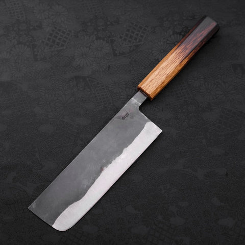 Nakiri Blue Steel #2 Kurouchi Yaki Urushi Handle 165mm (6.5”)-[Musashi]-[Japanese-Kitchen-Knives]